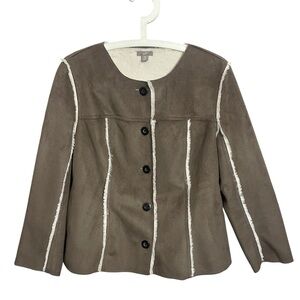 J.Jill Faux Suede Button Jacket with sherpa lining